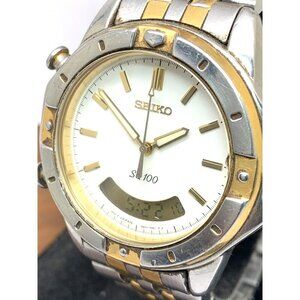Seiko Men's Watch H801-707 Vintage SQ100 Quartz Two Tone 38mm USED CONDI…